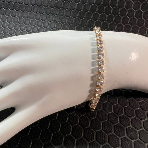 Venice By The Sea Jewelry Jewelry - Gold Clear Crystal Tennis Bracelet 18K Yellow Gold Plated